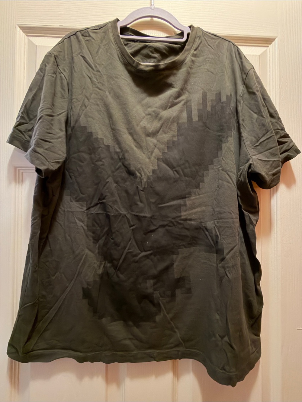 Men's Armani Exchange Olive Pixel-Print Short Sleeve Shirt